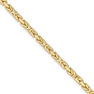 2mm, 14k Yellow Gold, Solid Byzantine Chain Necklace, 24 Inch
